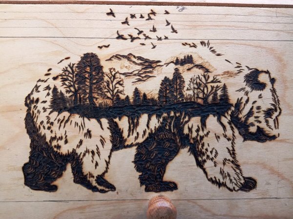 Выжигание по дереву медведь