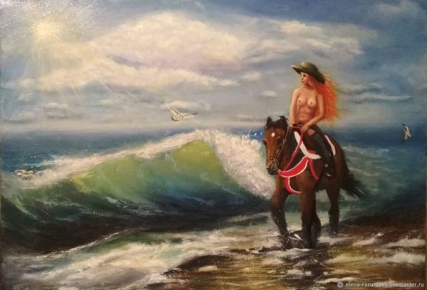 Алмазная мозайка девушка слошадью