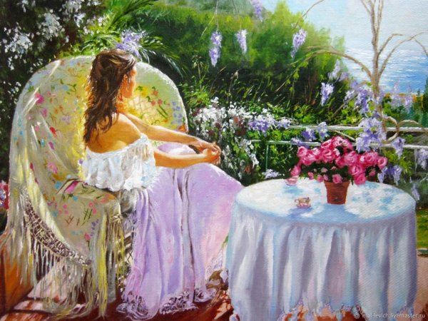 Картина утро на террасе Винсент Ромеро