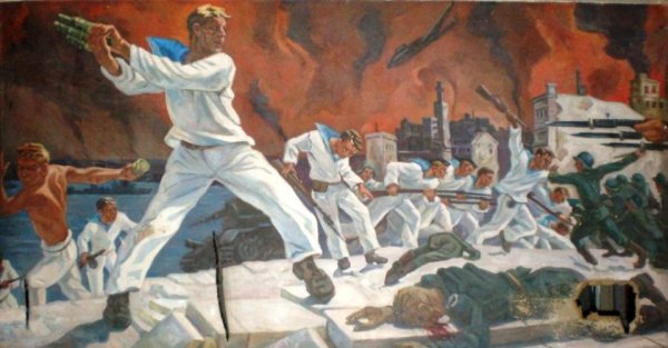 Картина моряки в бою