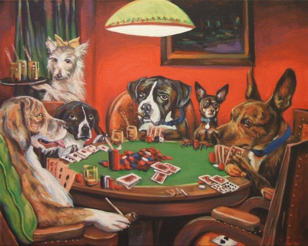 Кассиус Кулидж собаки бильярд алмазная вышивка