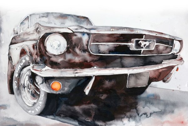 Ретро автомобиль акварель