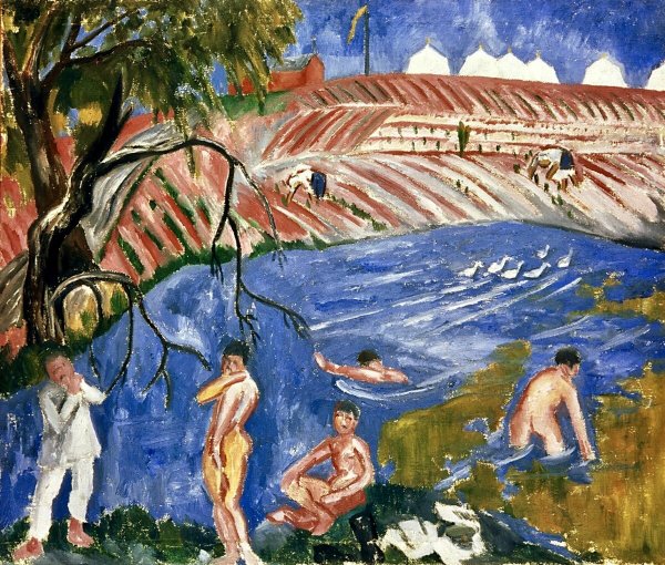 Михаил Ларионов купающиеся солдаты