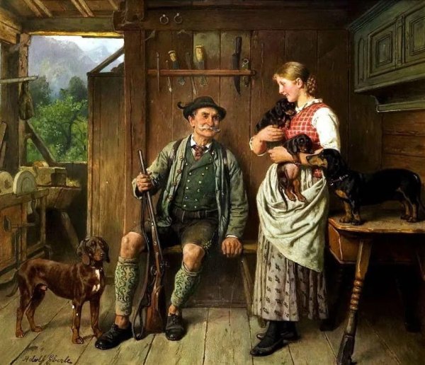 Немецкий художник Adolf Eberle (1843-1914)