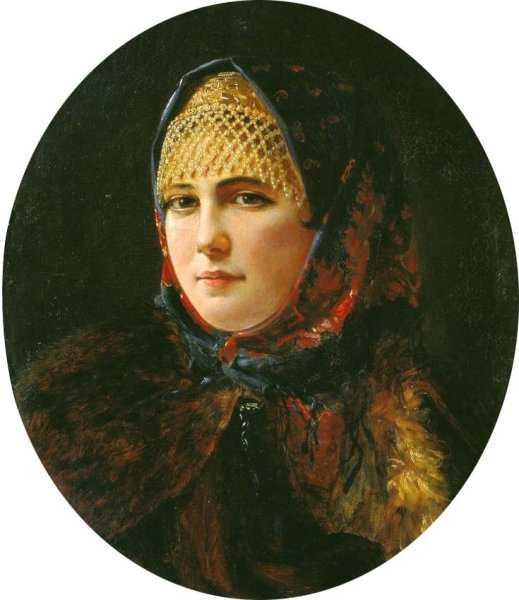 Девушка в платке картина