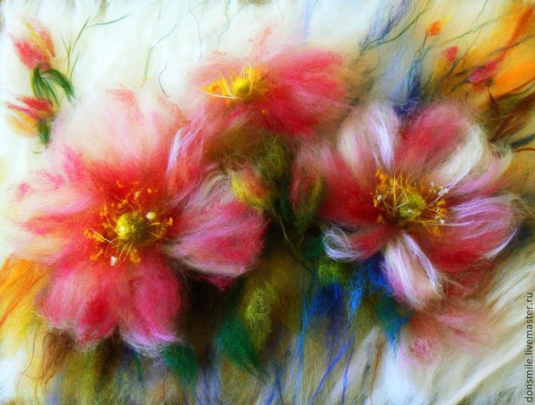Шерстяная акварель цветы Анны Синьковой