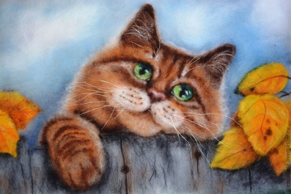 Живопись шерстью животные