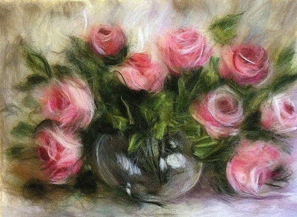 Шерстяная акварель цветы Анны Синьковой