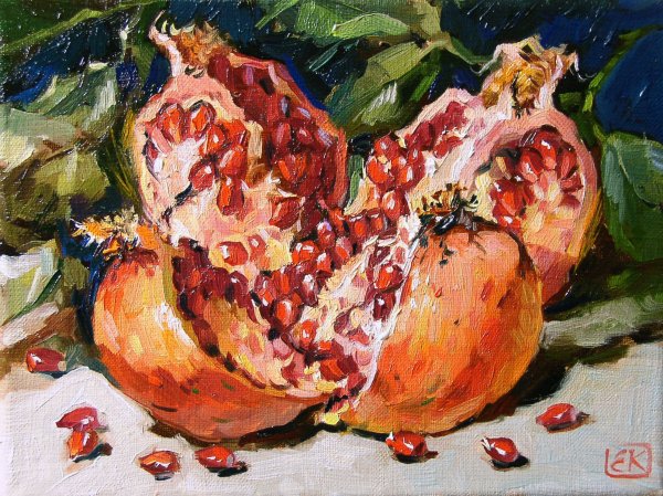 Гранаты маслом на холсте