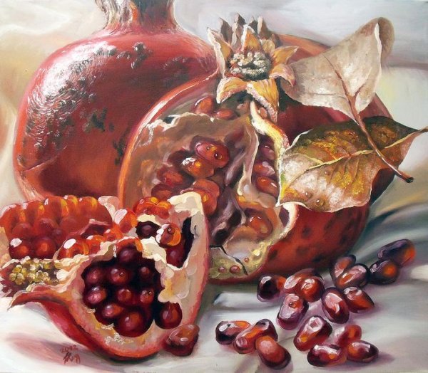 Картина натюрморт с гранатами