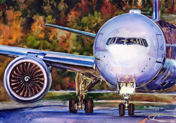 Картина маслом самолет