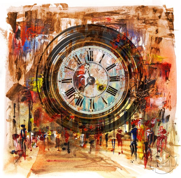 Картина маслом часы