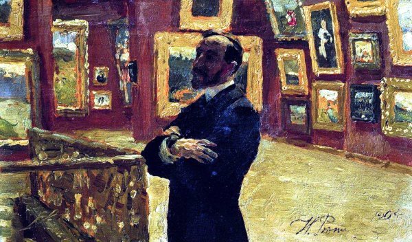 Илья Репин. П. М. Третьякова в залах галереи. 1904. Третьяковская галерея