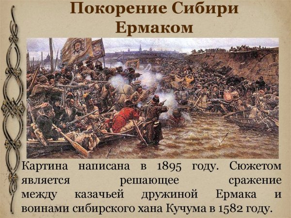 Сурикова покорение Сибири Ермаком