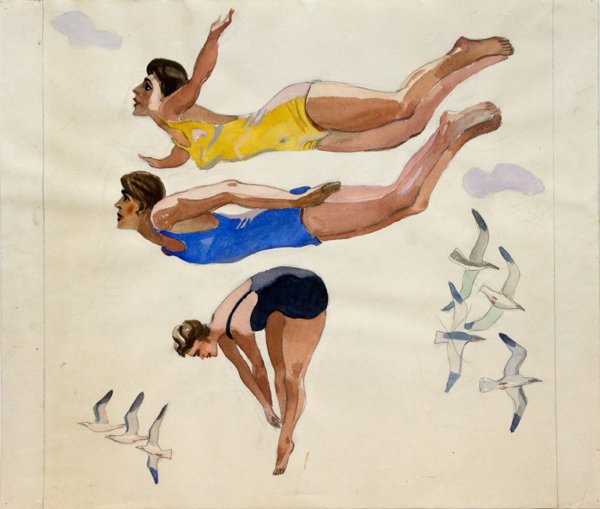 "У моря. Рыбачки" (1956), Дейнека