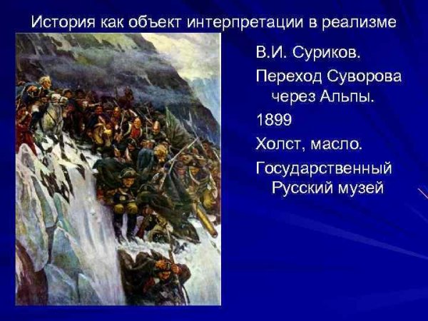 Василий Суриков. «Переход Суворова через Альпы в 1799 году».