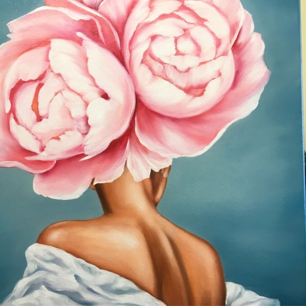 Девушка с пионами картина в хорошем качестве