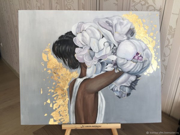 Картина девушка с цветком на голове