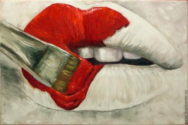 Губы маслом живопись