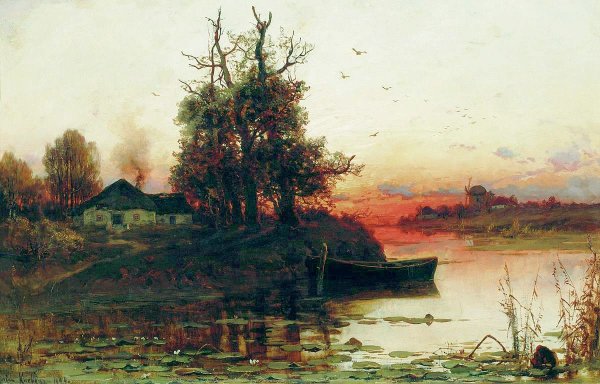 Юлий Юльевич Клевер зимний закат в еловом лесу