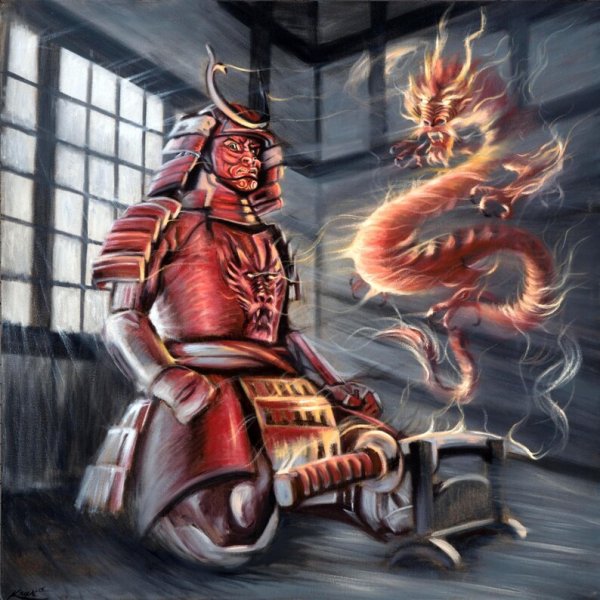 Самурай японский дракон арт