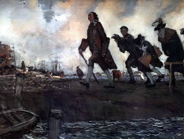 Серов Петр 1 на строительстве Петербурга