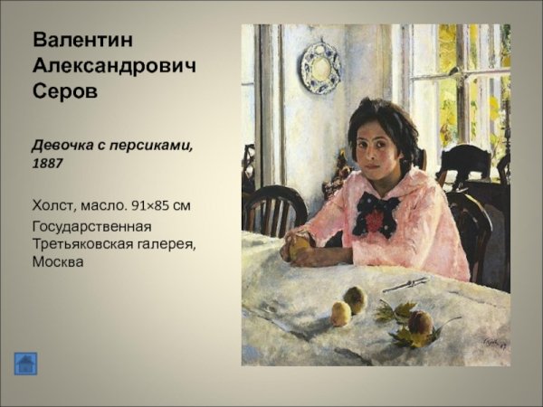 В. Серов. «Девочка с персиками». 1887 Г.