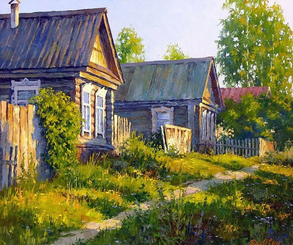 Деревня живопись Дмитрий Левин