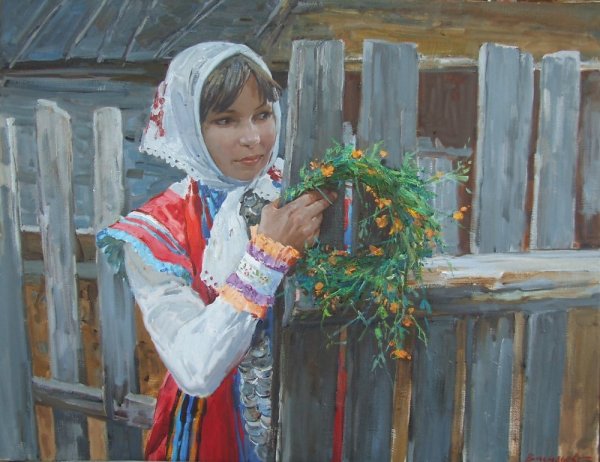 Аниме девушка в деревне