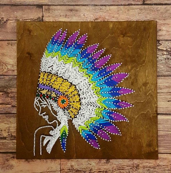 Картина нитками на гвоздях