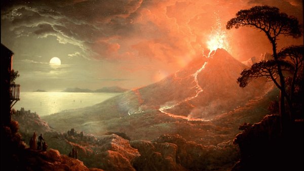 Картина извержение вулкана Везувий