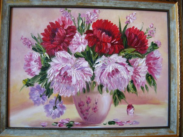 Цветы маслом на холсте