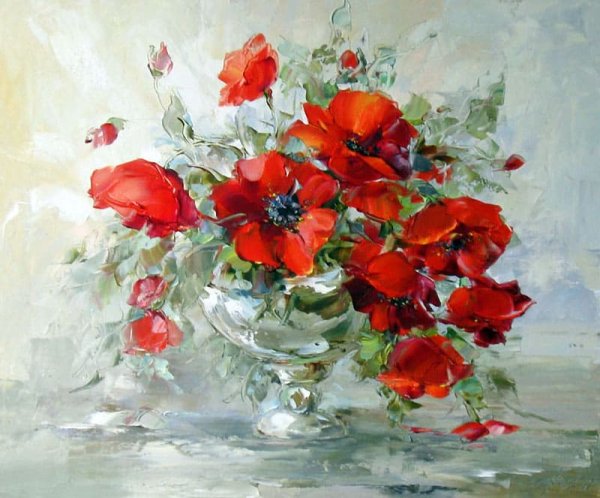 Натюрморт цветы маслом на холсте