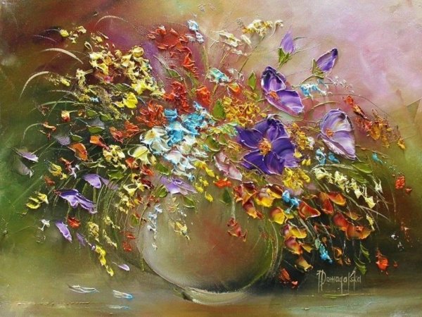 Художник Бабич цветы ромашки