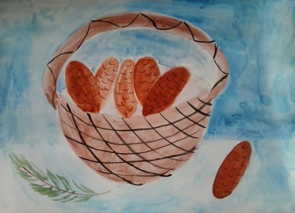 Корзина с еловыммшишками