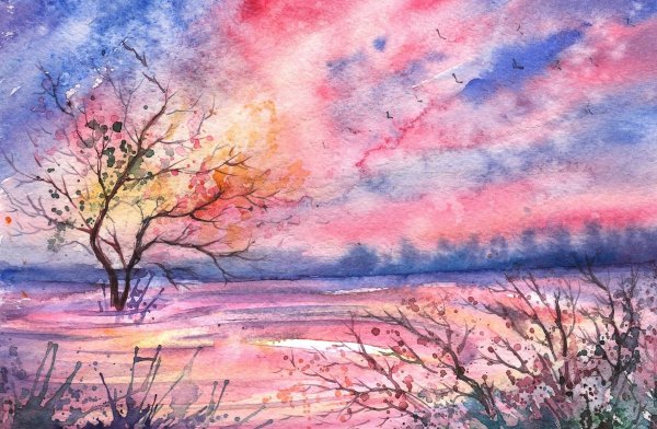 Правополушарное рисование осенний пейзаж