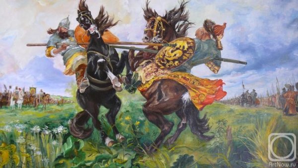 Пересвет с Челубеем на Куликовом поле