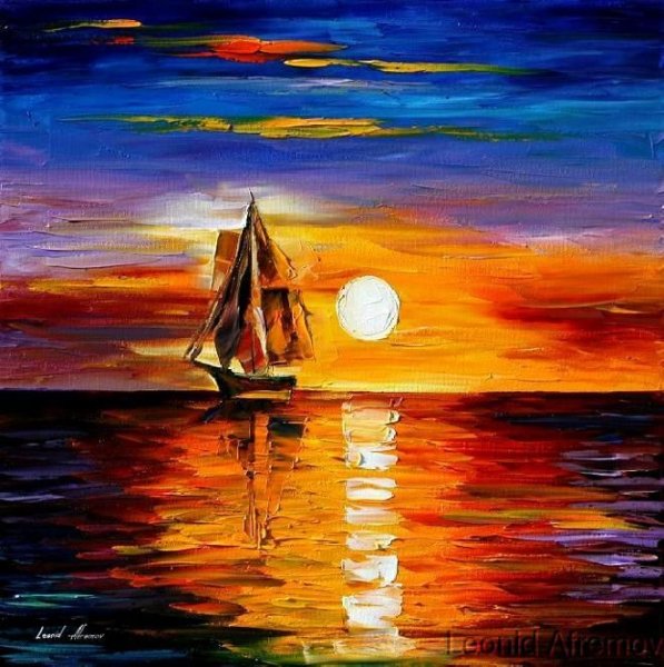 Леонид Афремов парусник закат