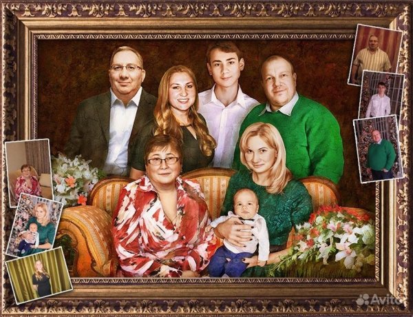 Семейный портрет на холсте