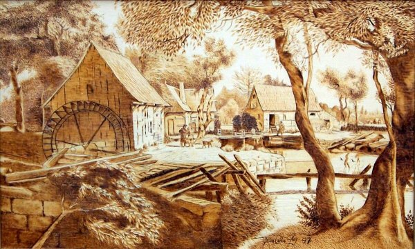 Выжигание по дереву природа