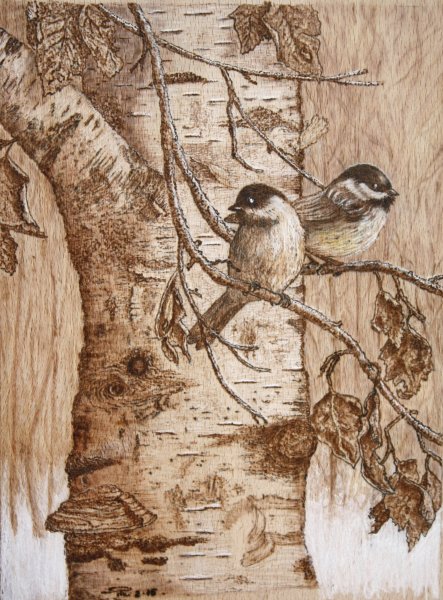 Выжигание по дереву природа