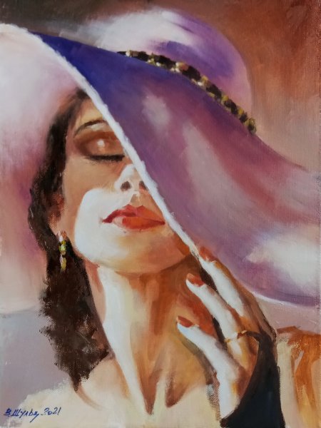 Женщина в шляпе живопись