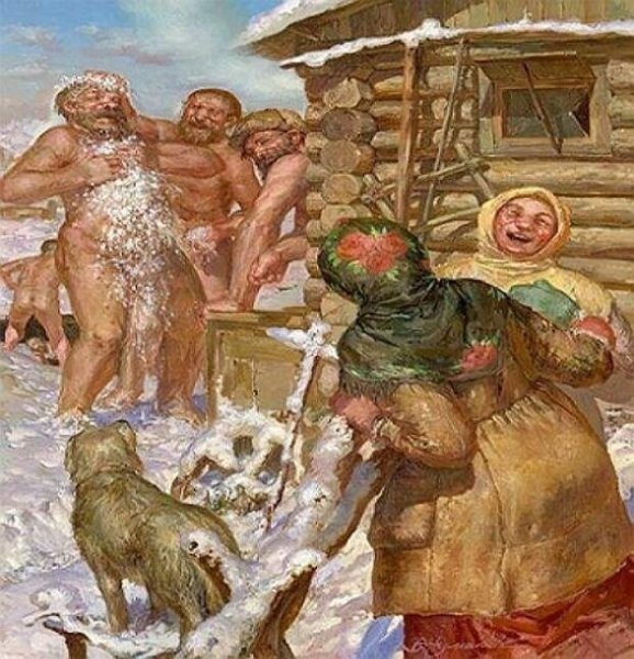 Русская баня в живописи