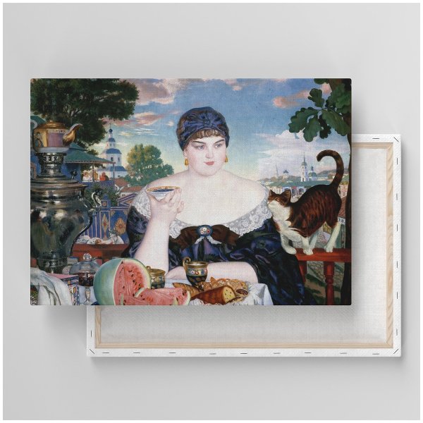 Кустодиев Купчиха пьющая чай 1923