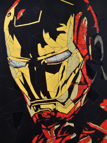 Арт Железный человек на стене