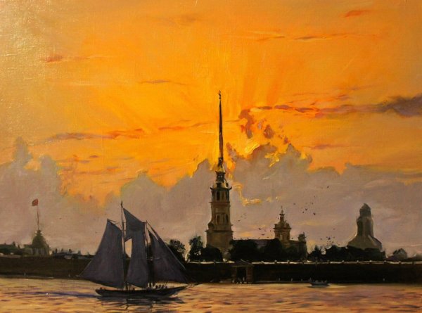 Петропавловская крепость картина маслом