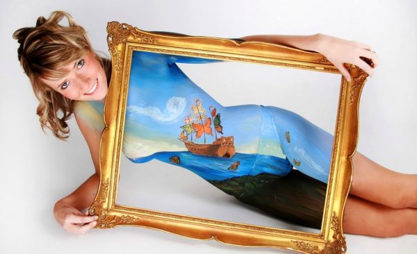 Картина тело девушки на холсте отпечаток