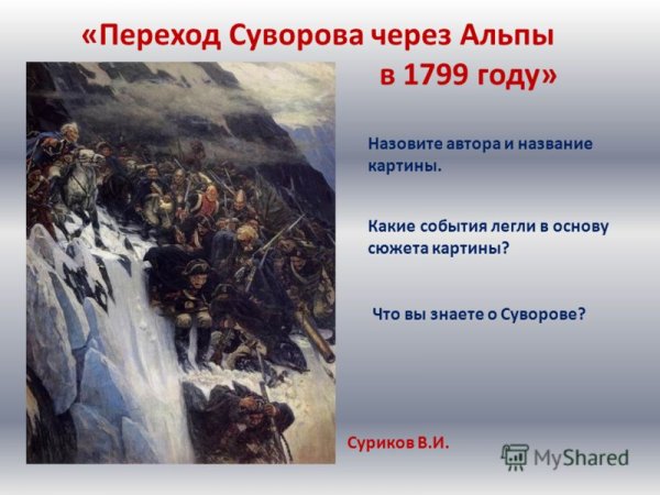 Поход Суворова через Альпы картина описание