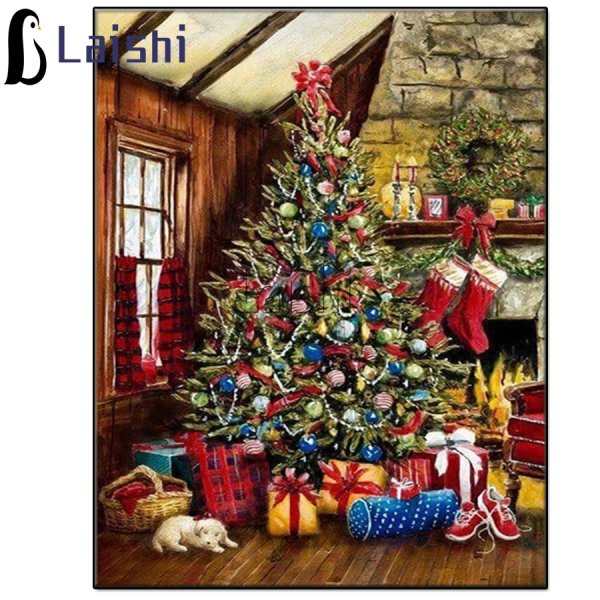 Живопись новый год Рождество елка