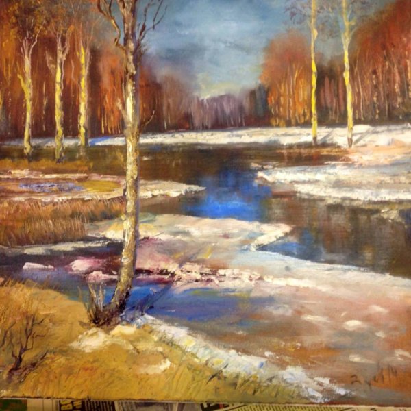 Картина Левитана проталины